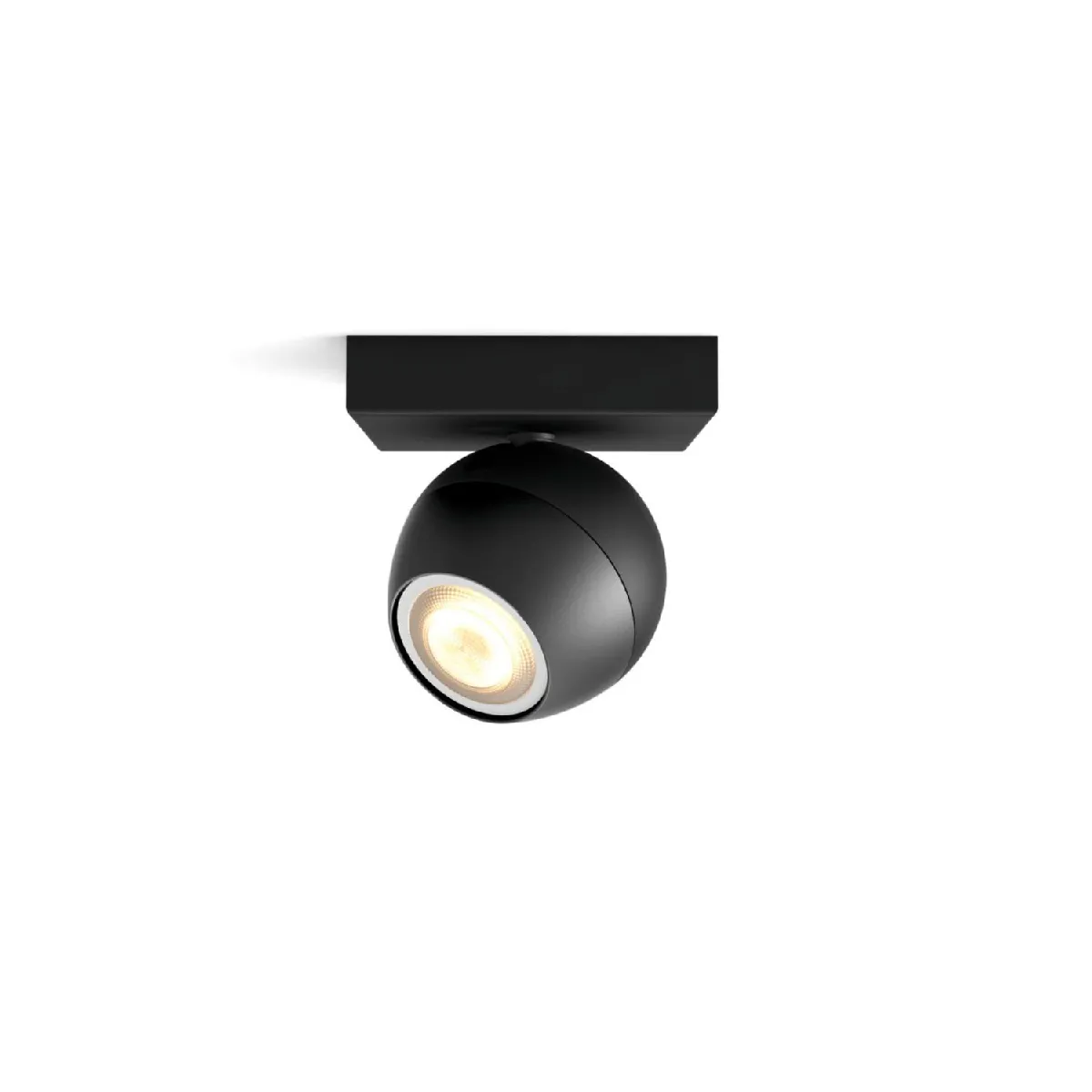 Ledkia Plafonnier White Ambiance Buckram 1 Spot GU10 Hue Noir