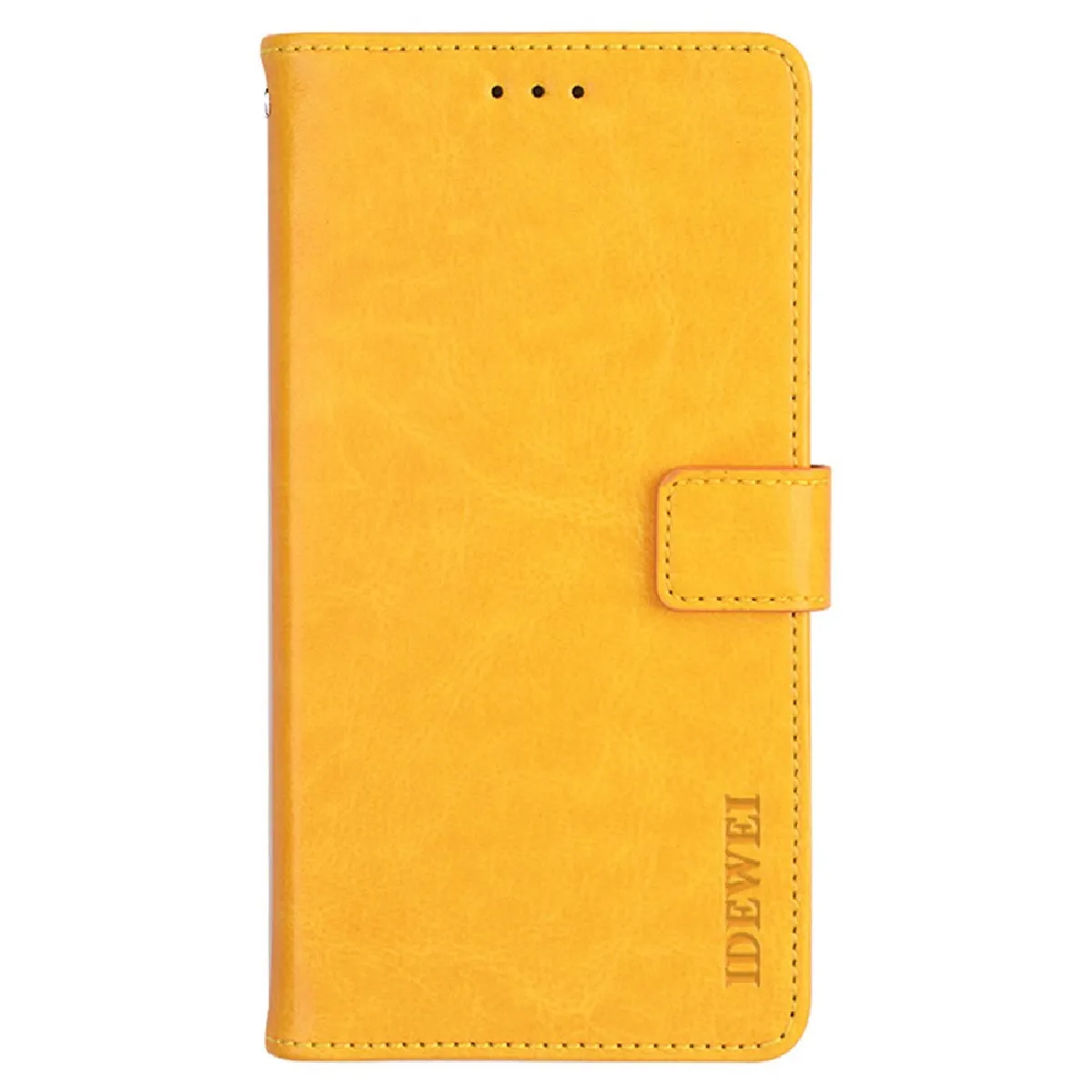 Etui en PU IDEWEI fermeture magnétique, texture crazy horse, anti-rayures avec support pour votre iPhone 14 - jaune