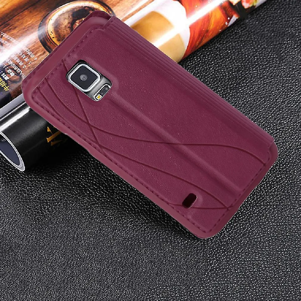 Yyh-Luxury Flip Leather Smart Phone Case adapté à Samsung Galaxy S5 Mini