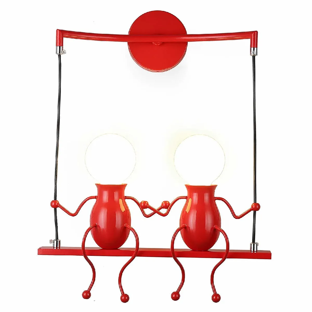 Rouge Moderne Lampe Murale Double E27 Douille Applique Créatif Simplicité Design Petite Personne Créatif E27 Luminaire pour Chambre d'enfant Couloir Décoratives Eclairage Cuisine Loft Bar