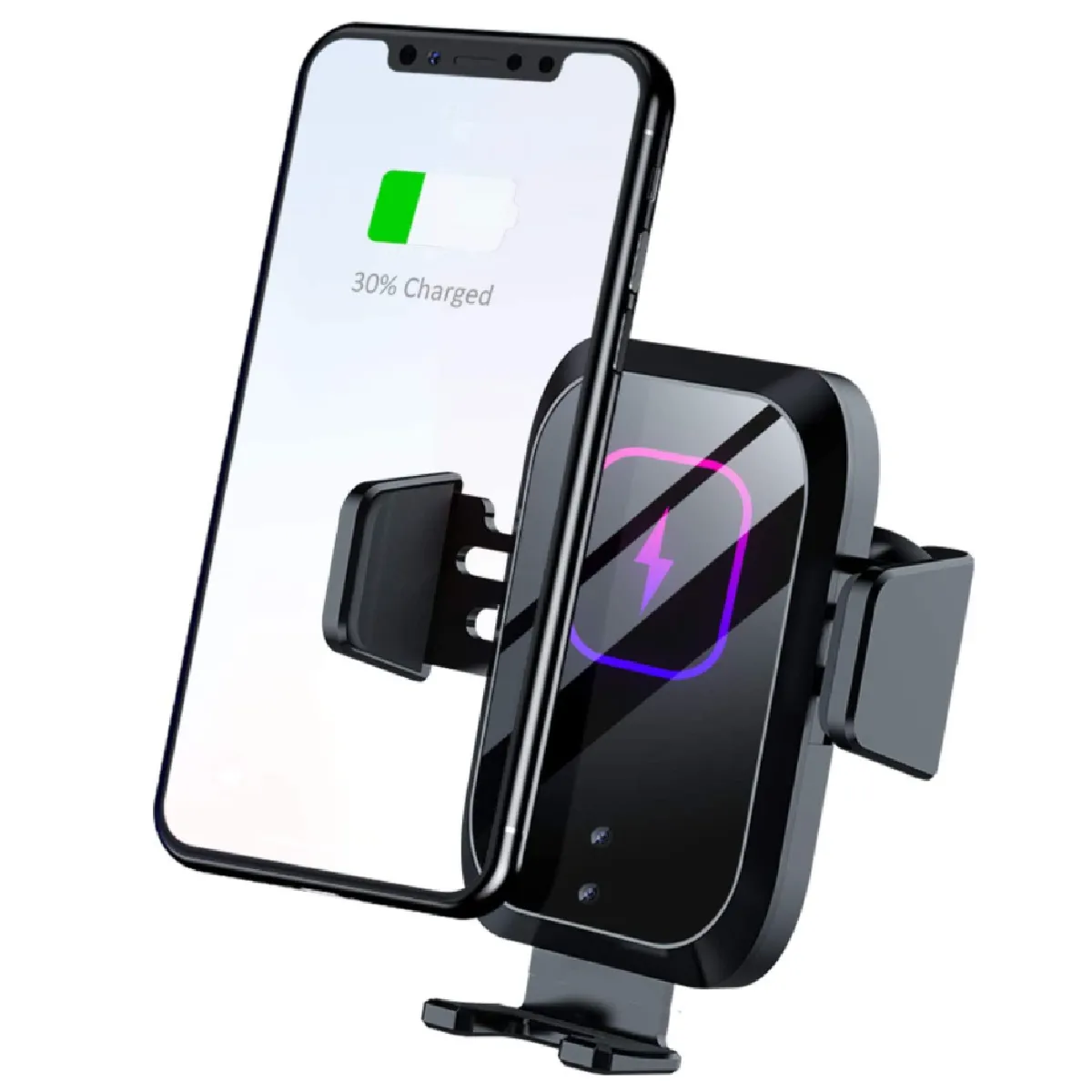 Chargeur de voiture sans fil, support de téléphone de voiture à serrage automatique à charge rapide Qi 15W, support de téléphone de voiture pour tableau de bord d'aération pour iPhone SE/12/12 Pro Max/11/11 Pro, pour Galaxy S20 Series/Note10/S10, etc (noi