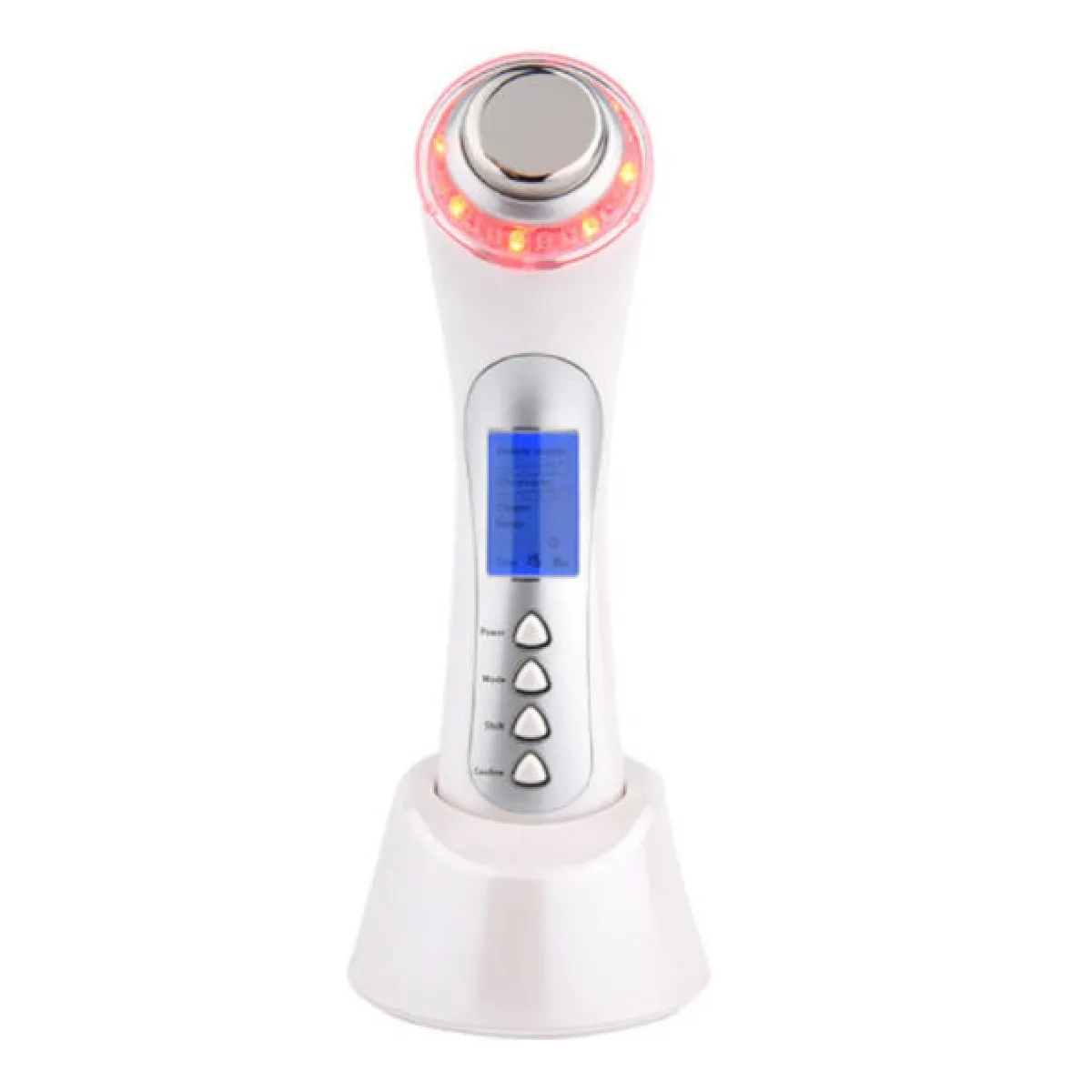 Appareil de beauté à ultrasons, Machine faciale à haute fréquence et machine de raffermissement de la peau, Machine de levage faciale Anti-âge Anti-rides, Thérapie par la lumière LED RF EMS 6 en 1 et pour les soins de la peau(Blanc)