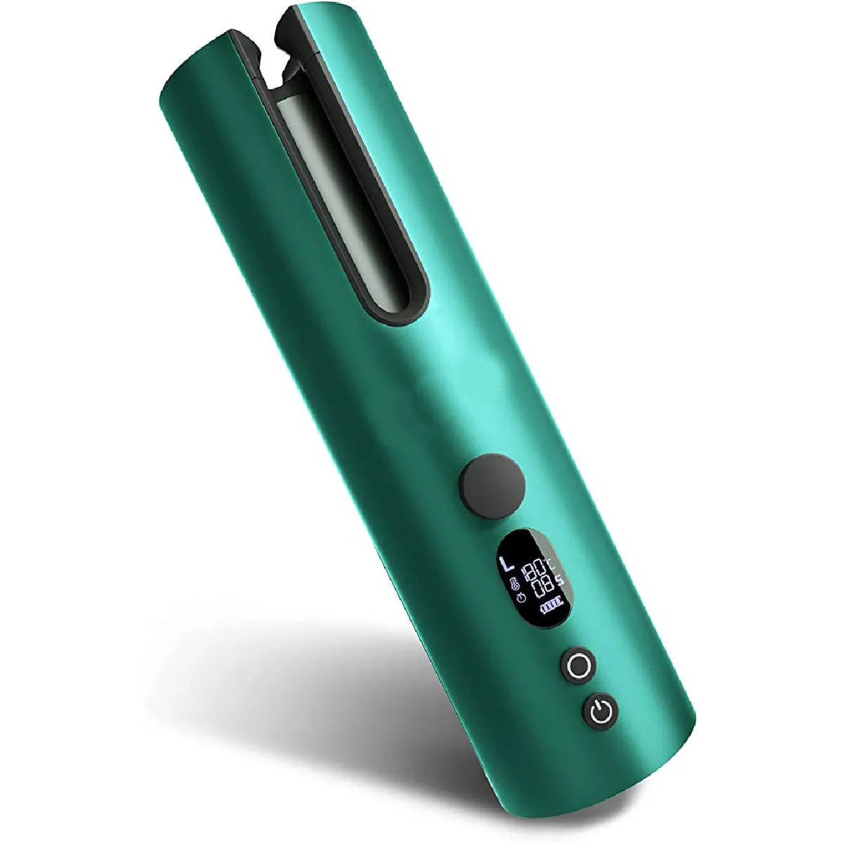 Fer à friser automatique rechargeable sans fil pour cheveux à boucler à tout moment avec réglage de la minuterie de pièce chaude (vert)