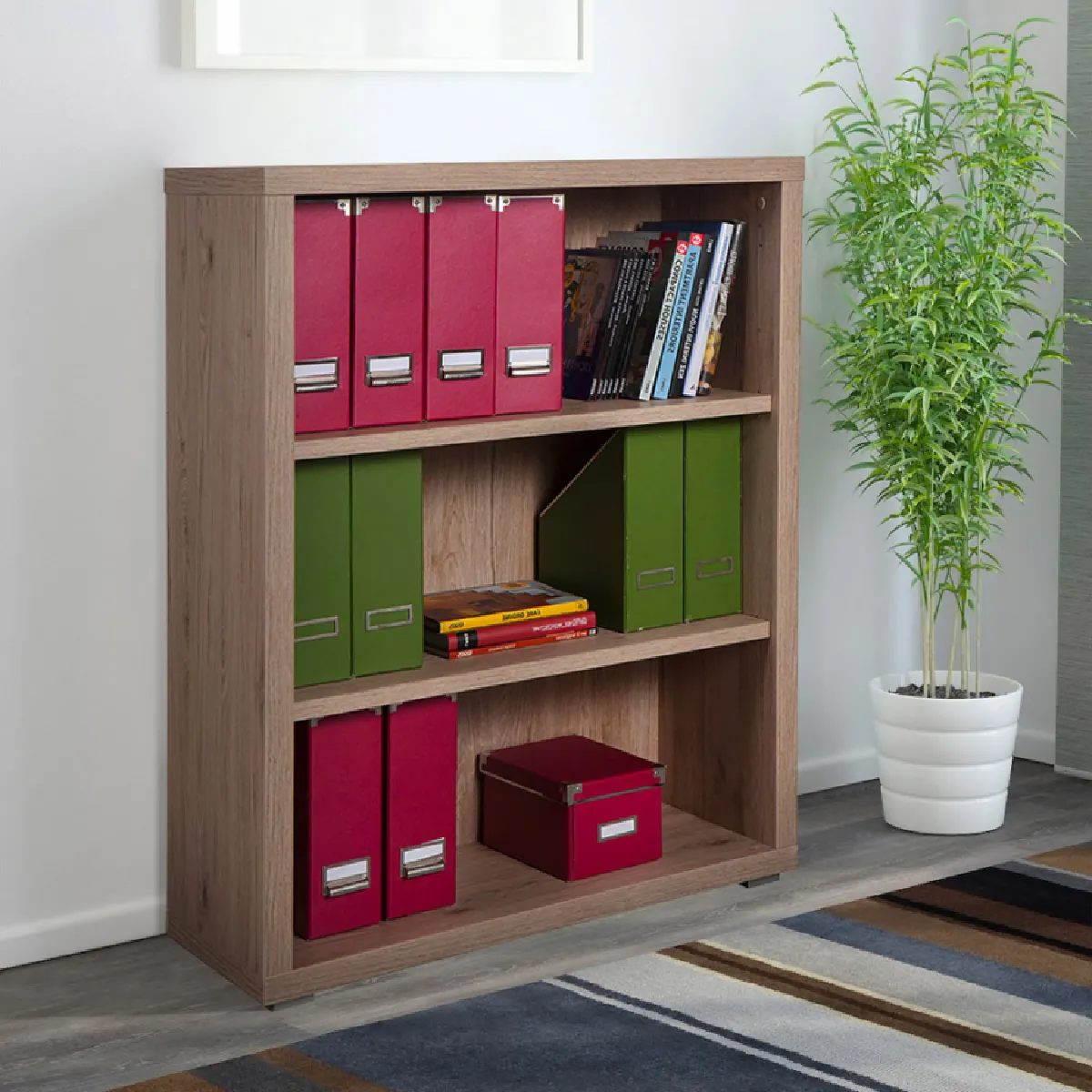 Bibliothèque basse verticale en bois 3 pièces design moderne Betty