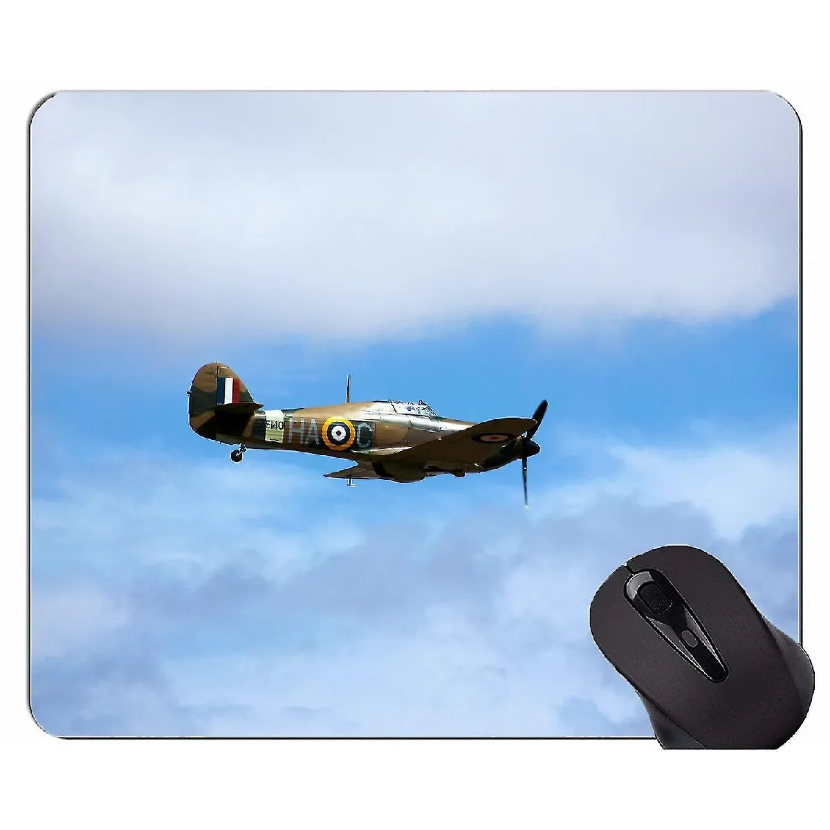 (300x250x3) Meilleure idée cadeau de souris, Hurricane Hawker Aircraft World Worde II Base de caoutchouc antidérapante