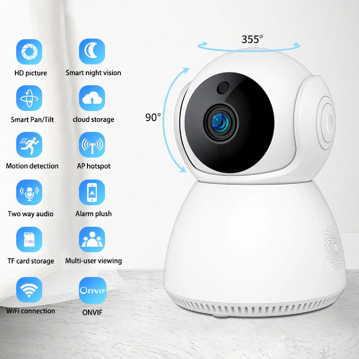 Caméras de vidéosurveillance WiFi vision nocturne Caméras de sécurité domestique 360 ° infrarouge Baby Monitor Caméra IP sans fil