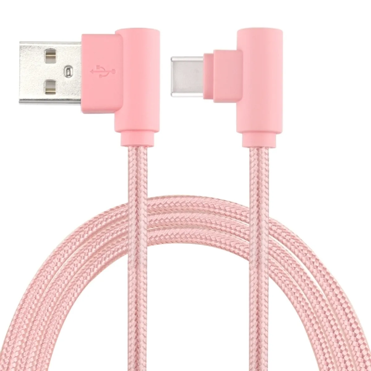 Câble rose pour Samsung Galaxy S8 et S8 + / LG G6 / Huawei P10 P10 Plus / Xiaomi Mi6 & Max 2 autres Smartphones de charge double coude en nylon / USB-C / Type-C de 25cm vers USB