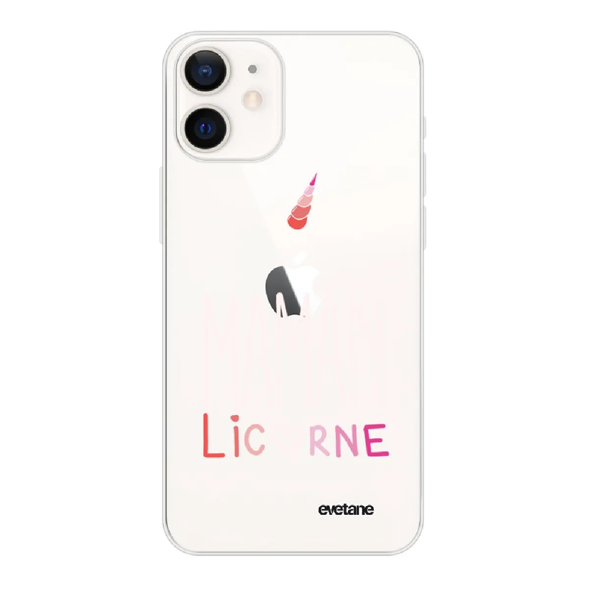 Coque iPhone 12 mini souple transparente Maman licorne Motif Ecriture Tendance Evetane