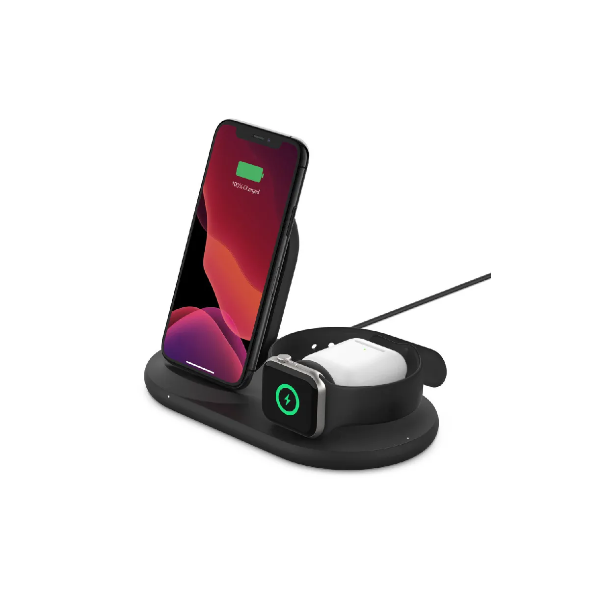 Belkin Station de recharge à induction 7,5 W pour iPhone, Apple Watch et AirPods (dock de recharge sans fil, dock de recharge pour iPhone, stand de recharge pour Apple Watch, noir)