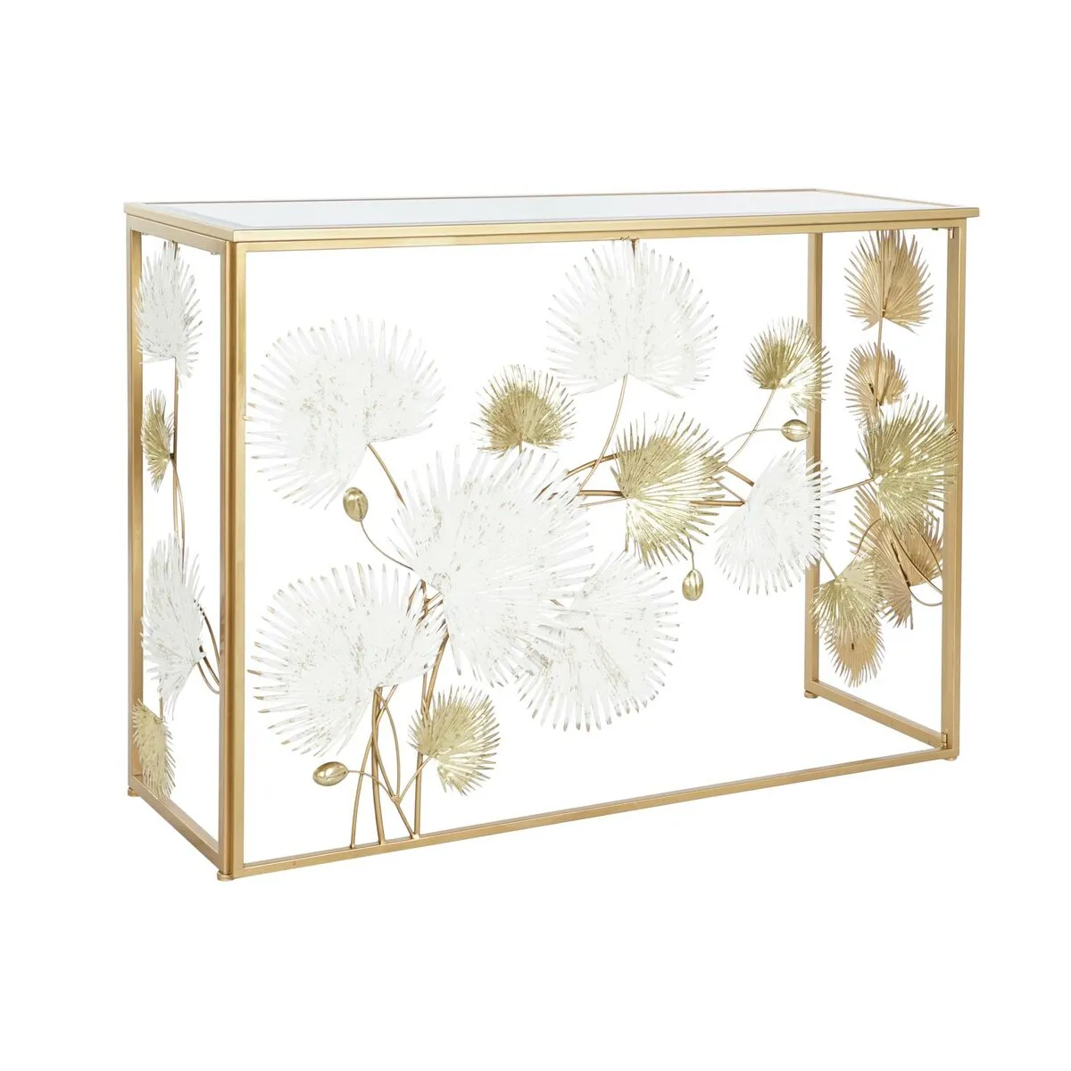 Console DKD Home Decor 108 x 37 x 80 cm Miroir Doré Métal Blanc