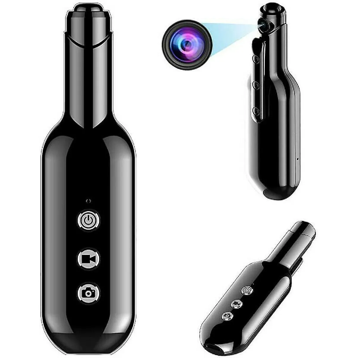 Caméra de surveillance de sécurité portable Mini caméra Full HD 1080P, adaptée à la petite caméra d'espionnage compacte cachée par voiture avec enregistrement en boucle audio-vidéo-8 Go(Noir)