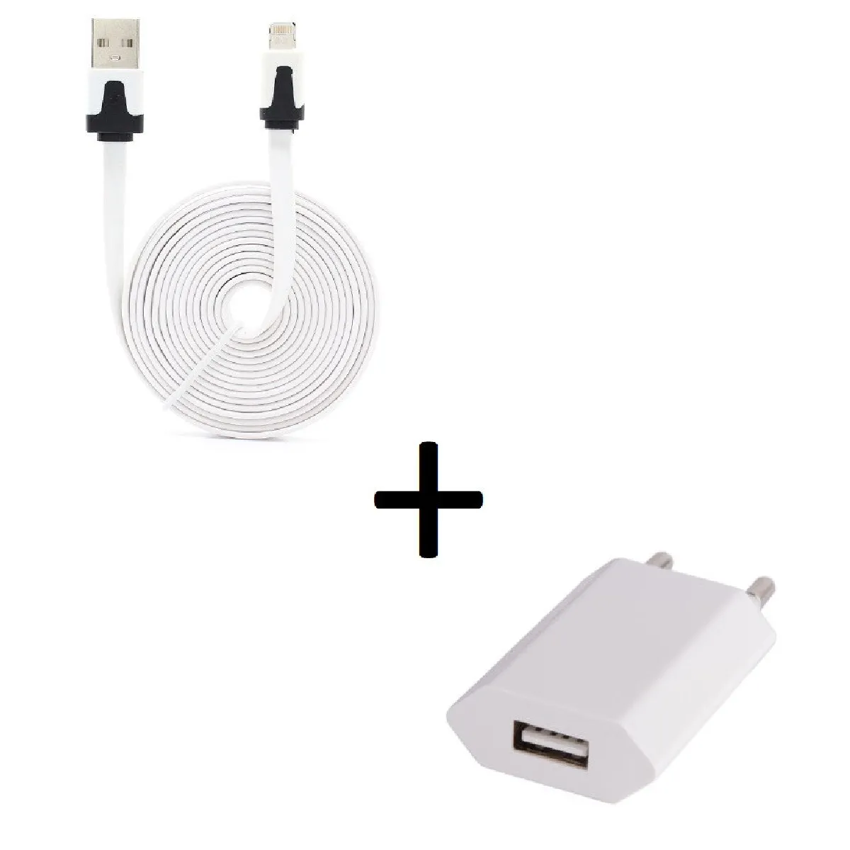 Pack Chargeur pour IPHONE 8 PLUS Lightning (Cable Noodle 3m + Prise Secteur Couleur USB) APPLE IOS