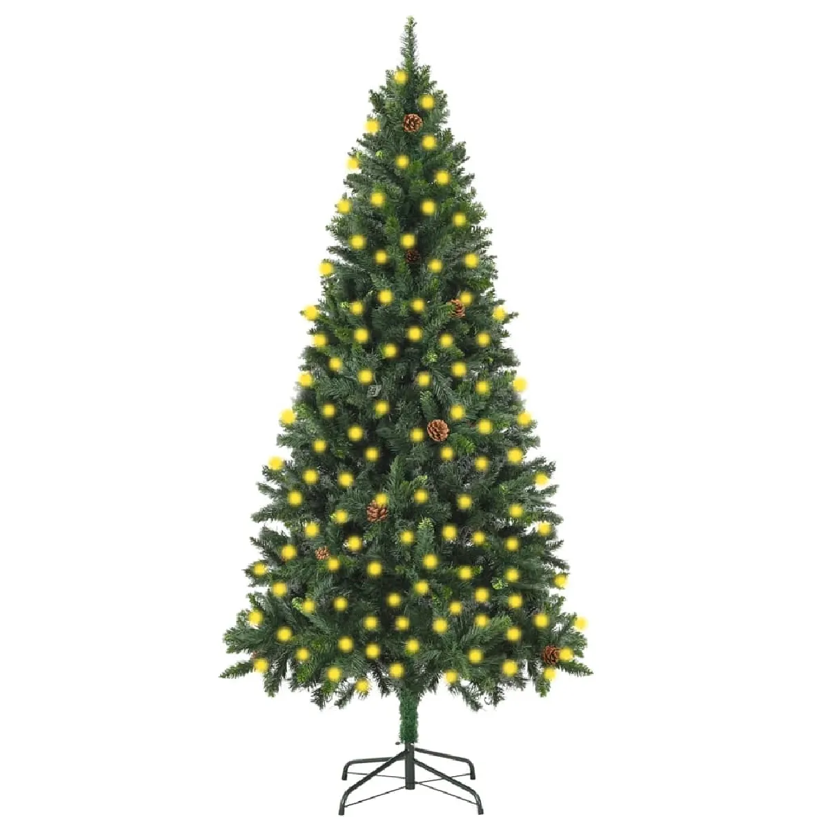 vidaXL Arbre de Noël artificiel pré-éclairé pommes de pin vert 210 cm