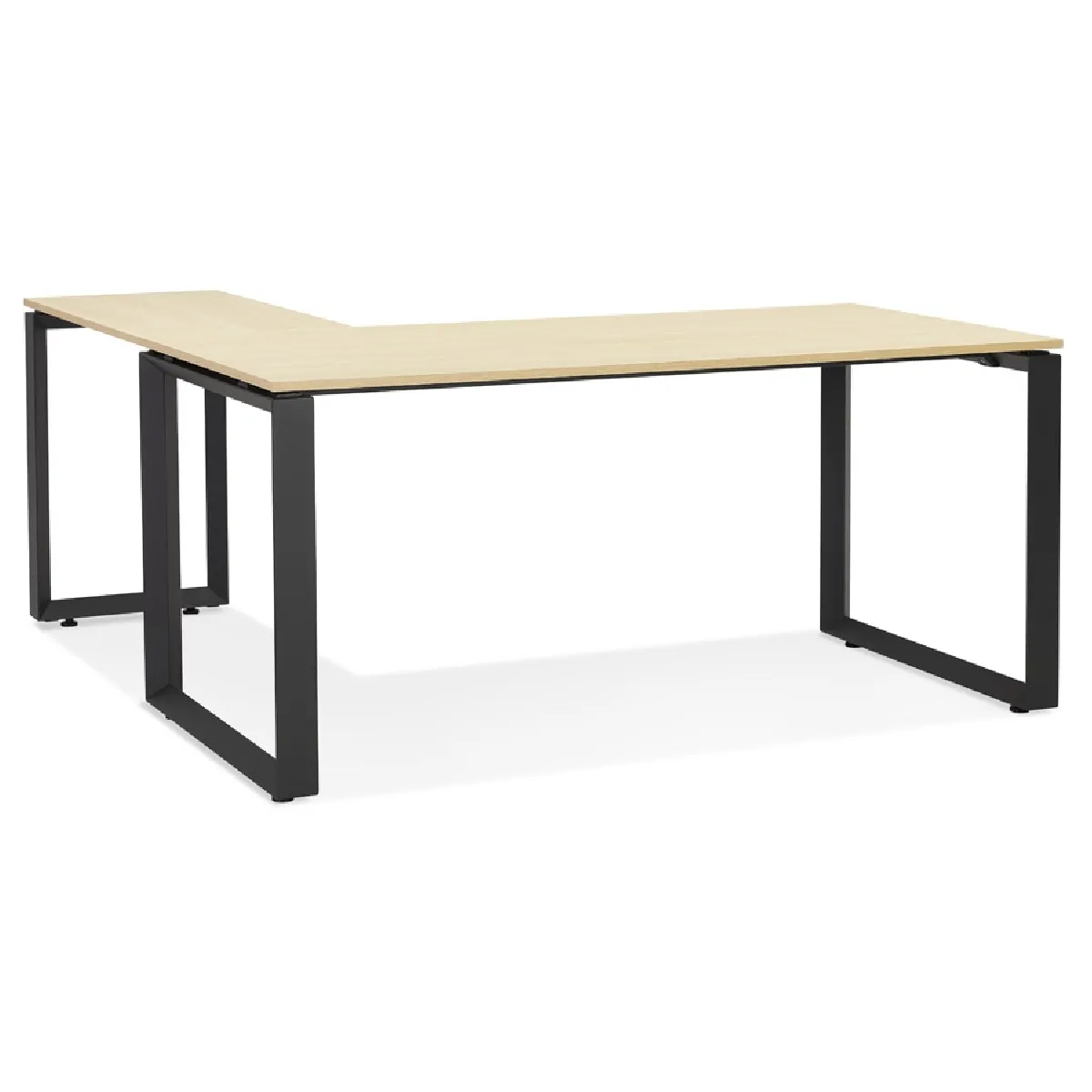 Bureau d'angle design 'BAKUS' en bois finition naturelle et métal noir - 160 cm