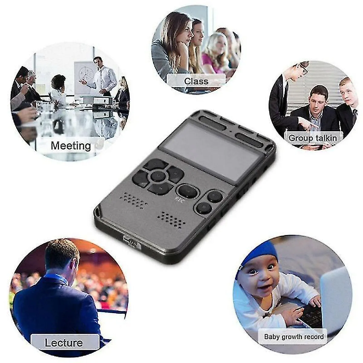 Enregistreur vocal 8 Go Rechargeable LCD Digital Audio Sound vocal Recorder dictaphone