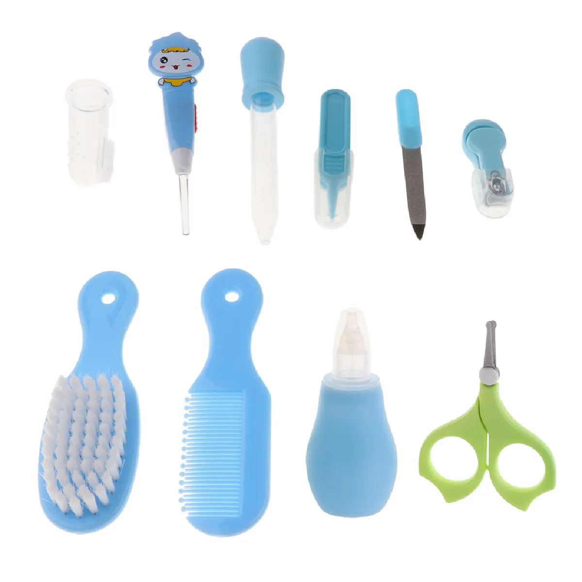 10 pcs bébé enfants ongles soin des cheveux toilettage brosse kit bleu