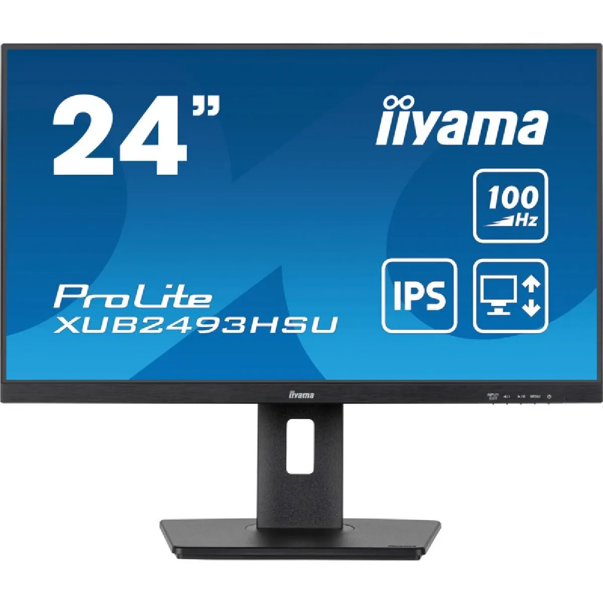 Ecran IIYAMA 23.8'' Noir dalle IPS Ultra mince 16:9 1920x1080 1ms 250 cd/m² 100Hz 1xHDMI 1xDP USB HUB (2x2.0) HPs VESA 100x100 15cm pied réglable haut + Pivot