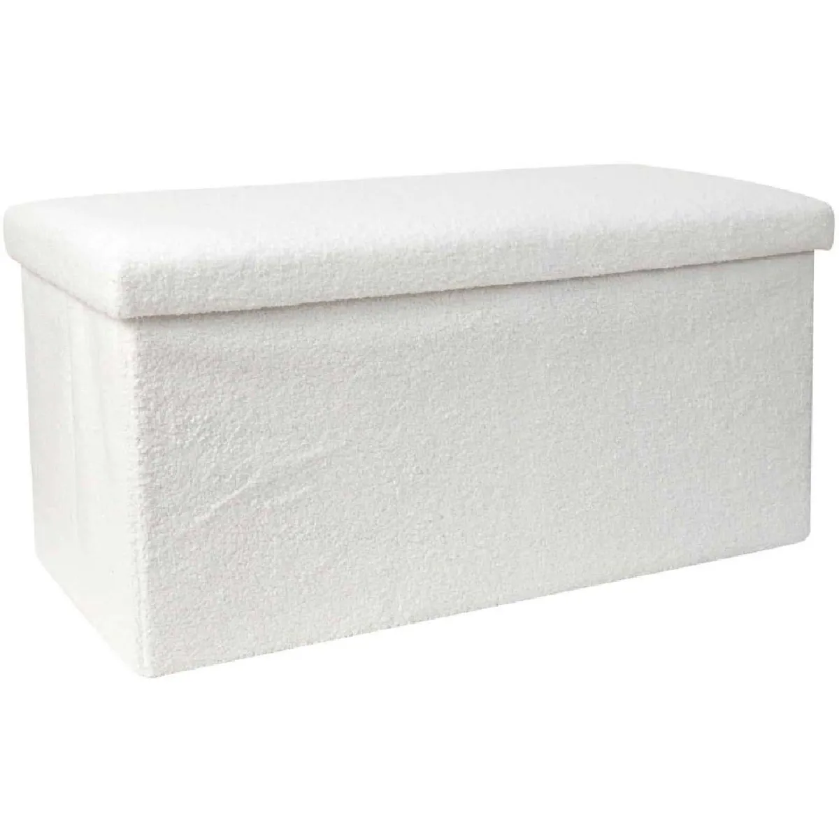 Banc coffre pliable en bouclette blanc.