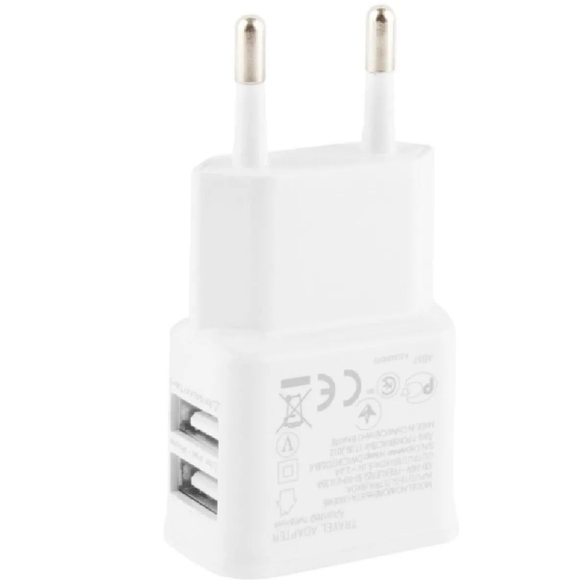 Pour iPhone 5C et 5S, blanc Samsung Galaxy Note III / N9000 / i9500 etc. UE Plug Full 2.1A Lidu Structure sans jointure double USB sortie Voyage Adaptateur de charge, Convient