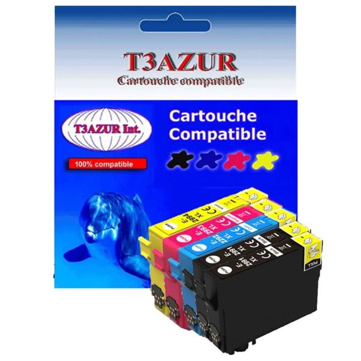 T3AZUR 5 cartouches d'encre compatibles 29XL pour Epson Expression Home XP345, XP352, XP 345, XP 352