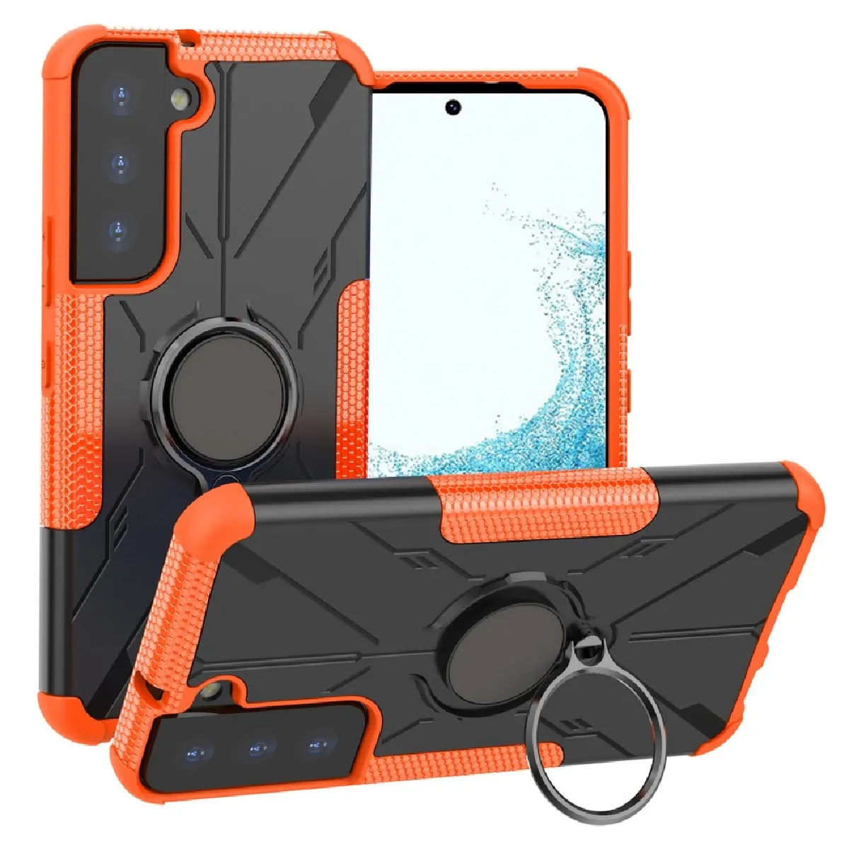 Coque en TPU avec béquille pour votre Samsung Galaxy S22 5G - orange