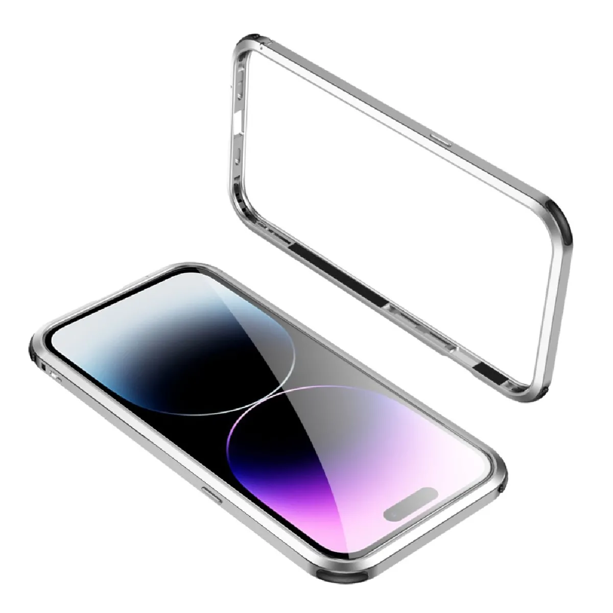 Bumper en métal anti-chute, antichoc pour votre iPhone 14 Pro Max - argent