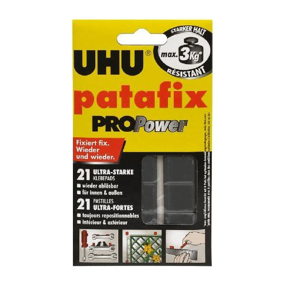 UHU Pâte à fixer patafix PROPower Repositionnable Noir