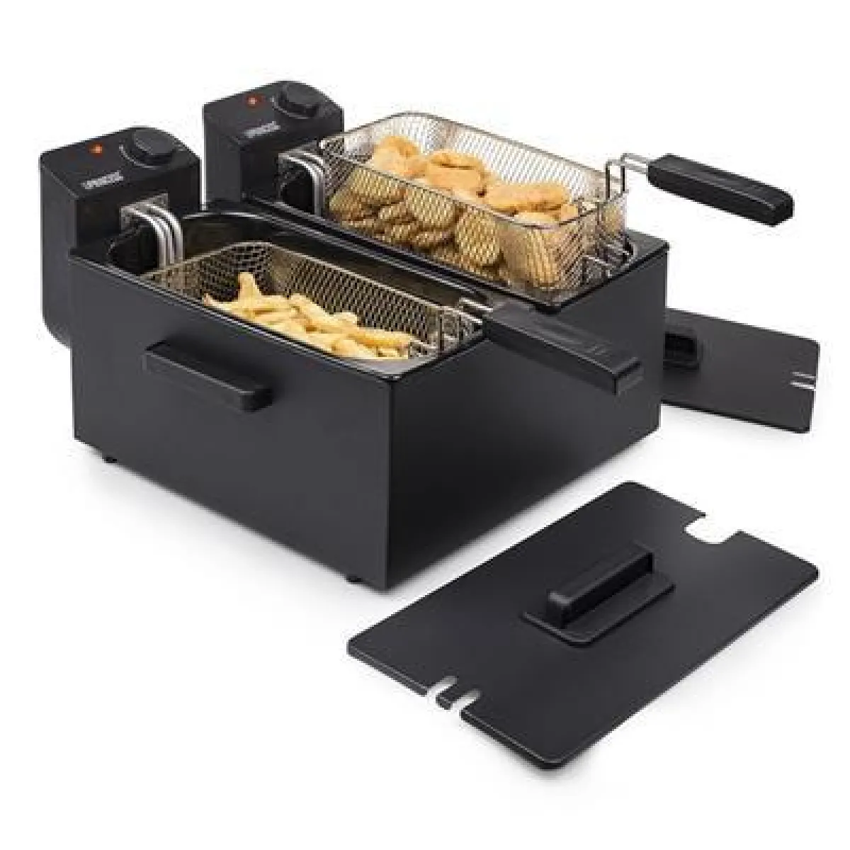 Friteuse Double Cuves en inox de 2 x 3L 3600W noir