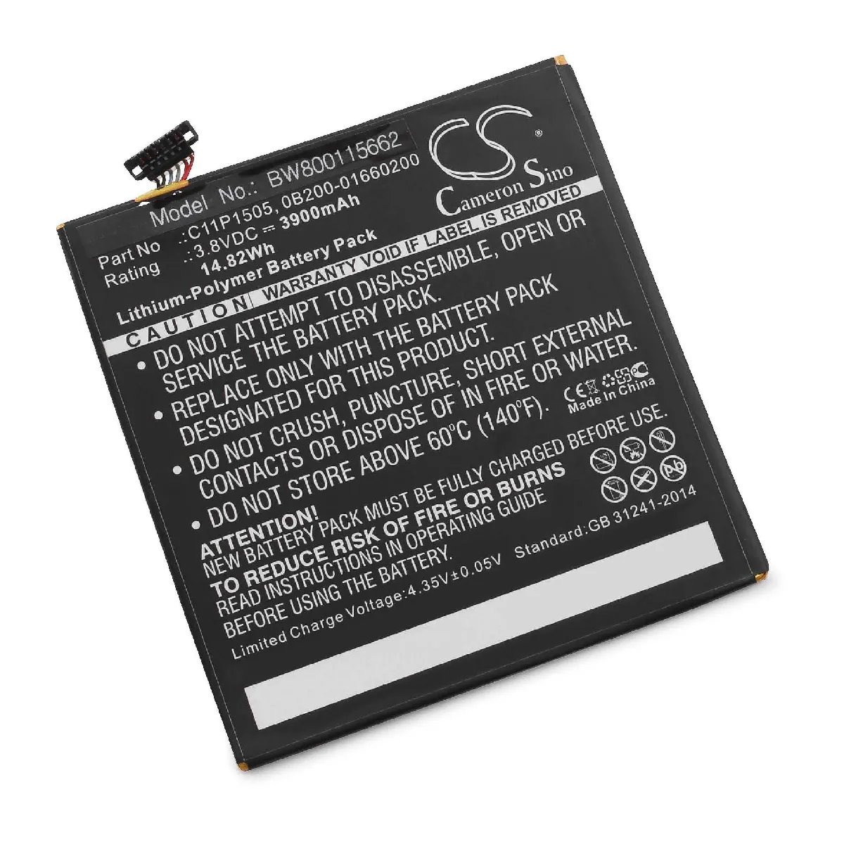 vhbw Li-Polymère batterie 3900mAh (3.8V) pour tablette tablet Asus ZenPad 8.0 Z380C, 8.0 Z380CX, 8.0 Z380KL, Z380C, Z380CX, Z380KL