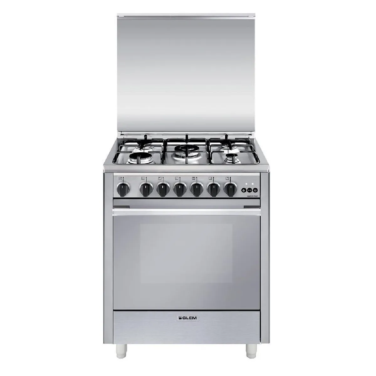 Cuisinière u765vi à gaz 70x60 en acier inoxydable glem