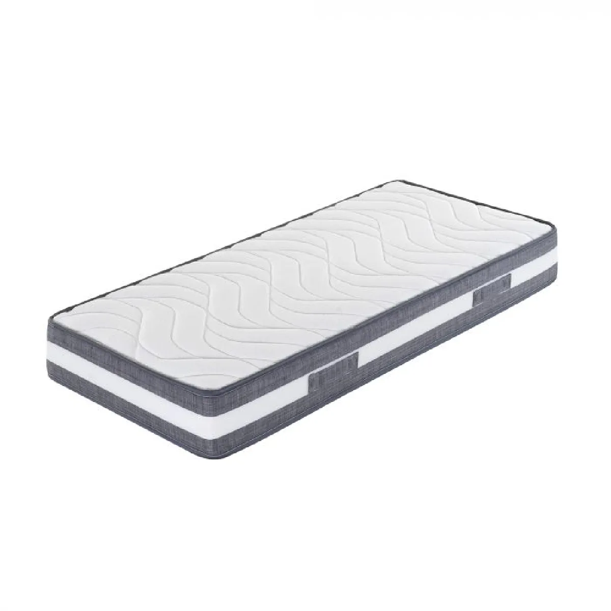 Matelas simple en mousse de polyuréthane, Made in Italy, avec rembourrage en fibres hypoallergéniques, 80 x 190 x 23 cm, Couleur blanc