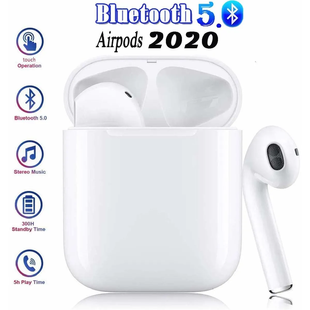 Écouteurs Bluetooth, écouteurs tactiles sans Fil, écouteurs HiFi, écouteurs Intra-Auriculaires, écouteurs à réduction de Bruit, couplage Automatique, pour Casques Apple Airpods/Android/iPhone/Samsung