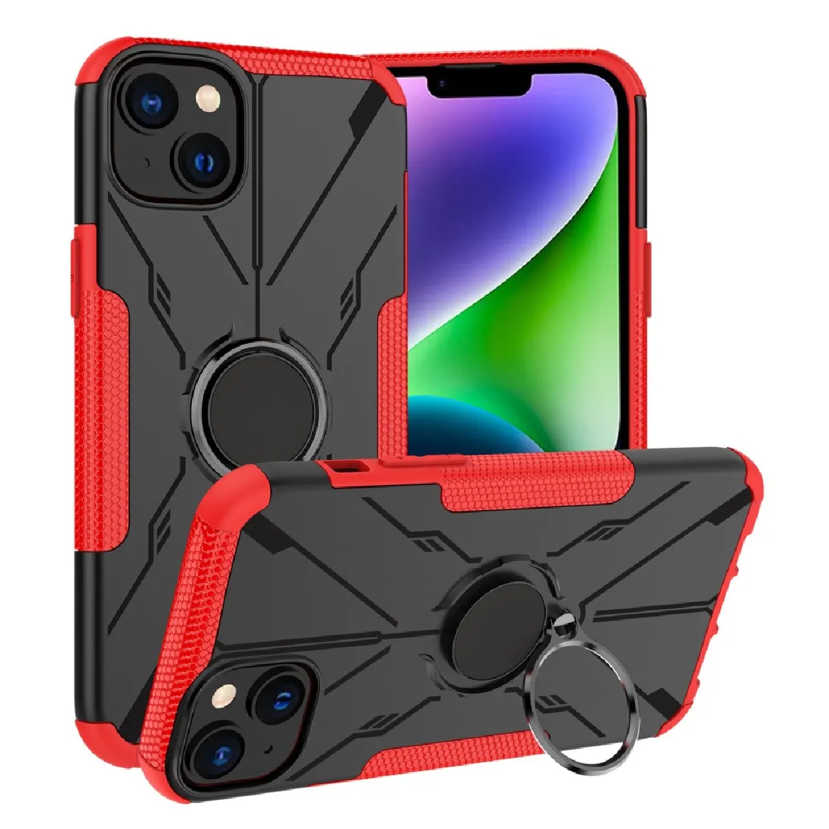 Coque en TPU antichoc, anti-chute avec béquille pour votre iPhone 14 Plus - rouge