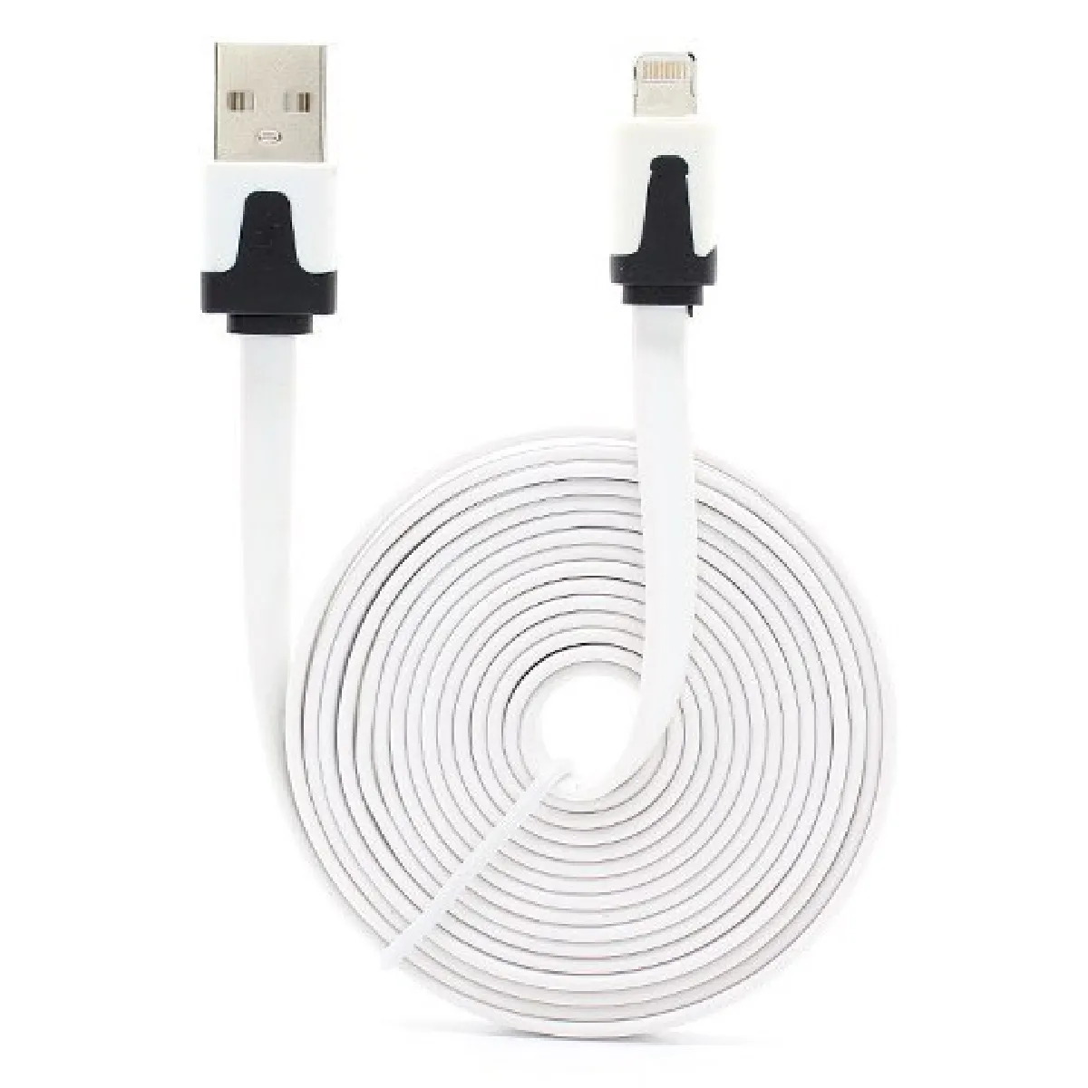 Cable Noodle 3m Lightning pour Airpods APPLE 3 Metres Chargeur USB Smartphone Connecteur (BLANC)