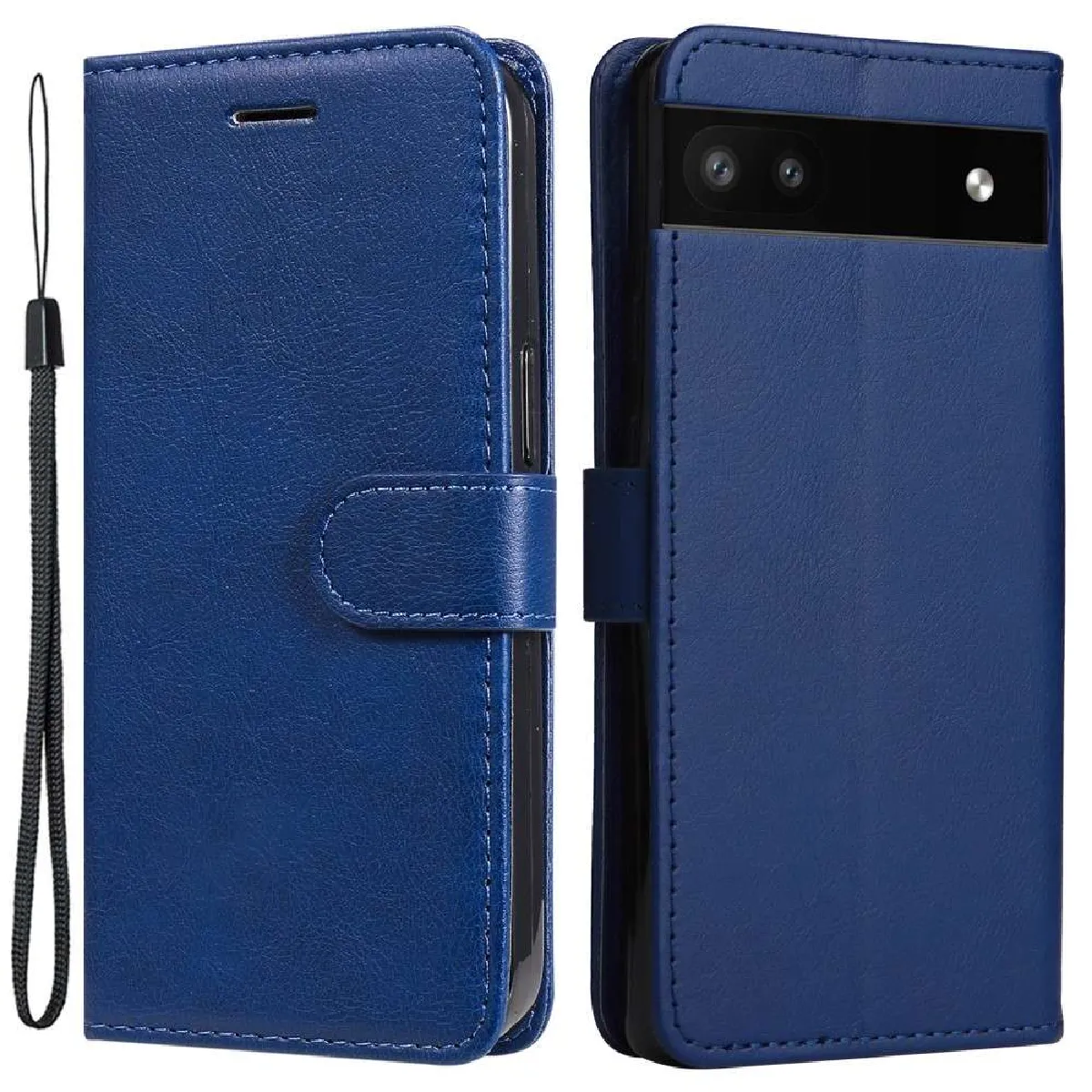 Housse pour Google Pixel 6a 5G - etui coque pochette portefeuille + verre trempe - BLEU