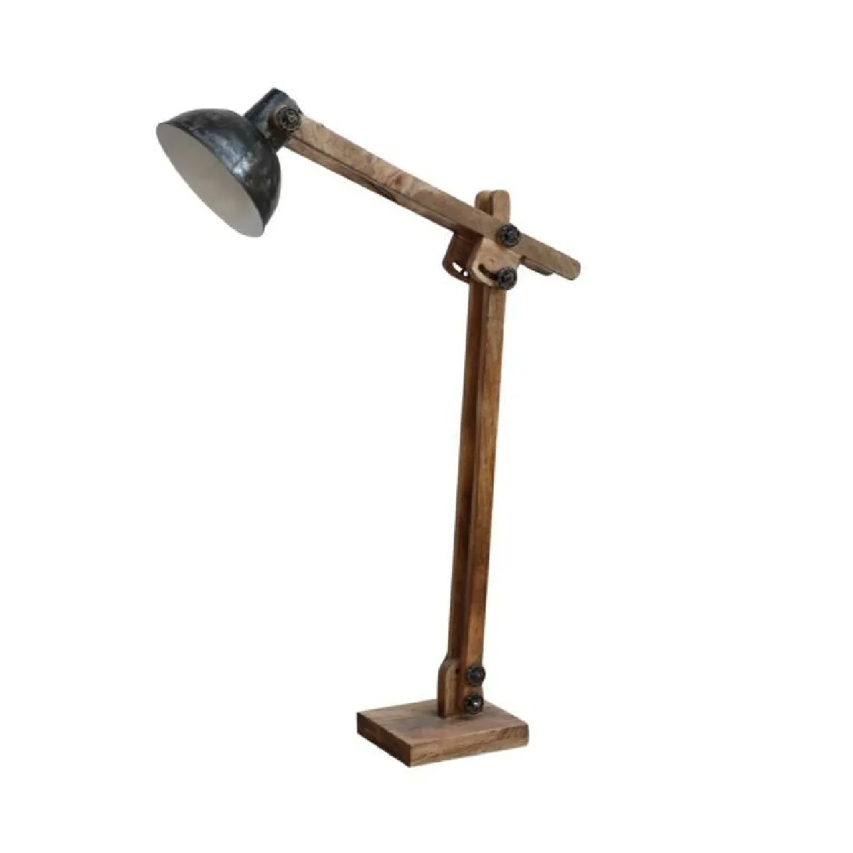 Lampadaire en bois et métal coloris naturel / noir - Longueur 30 x profondeur 87 x hauteur 183 cm