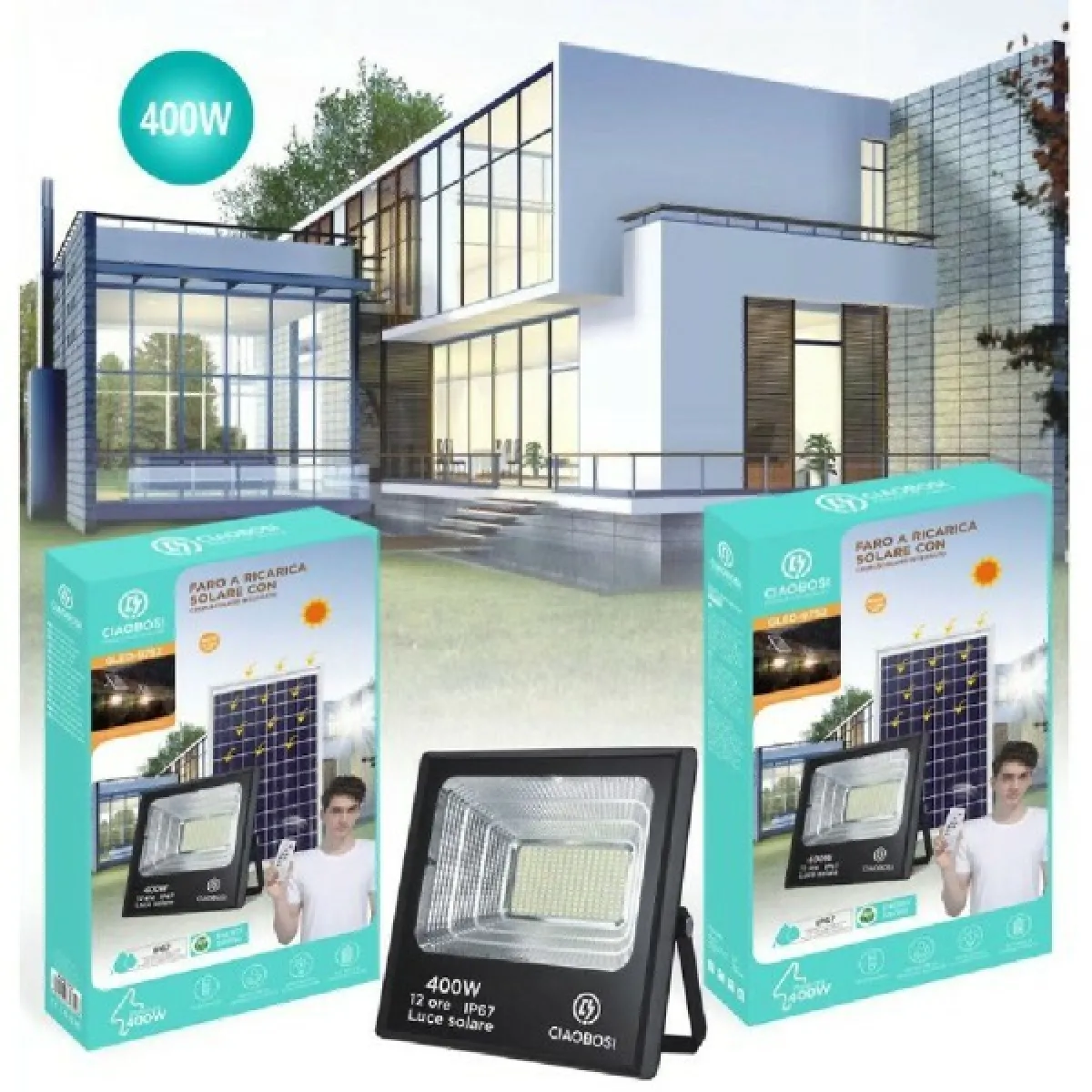 LED PANNEAU SOLAIRE PHOTOVOLTAÏQUE 400W IP67 AVEC LED TWILIGHT-9752