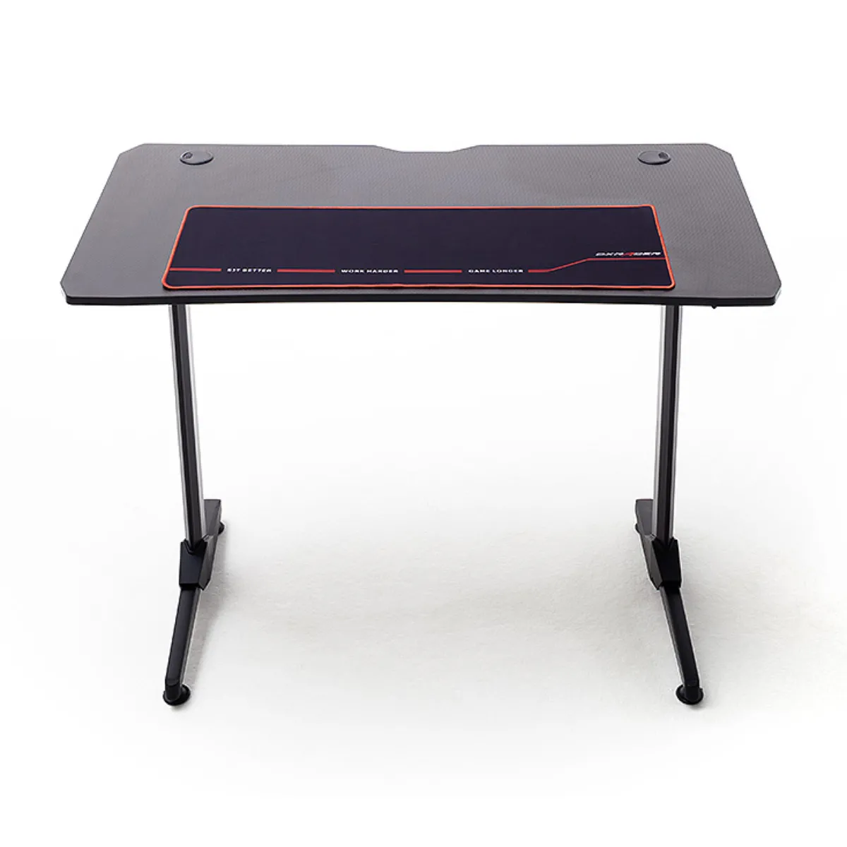 Table de bureau gamer, table de jeu en bois imitation carbone coloris noir / pieds en métal - Longueur 110 x Hauteur 75 x Profondeur 60 cm