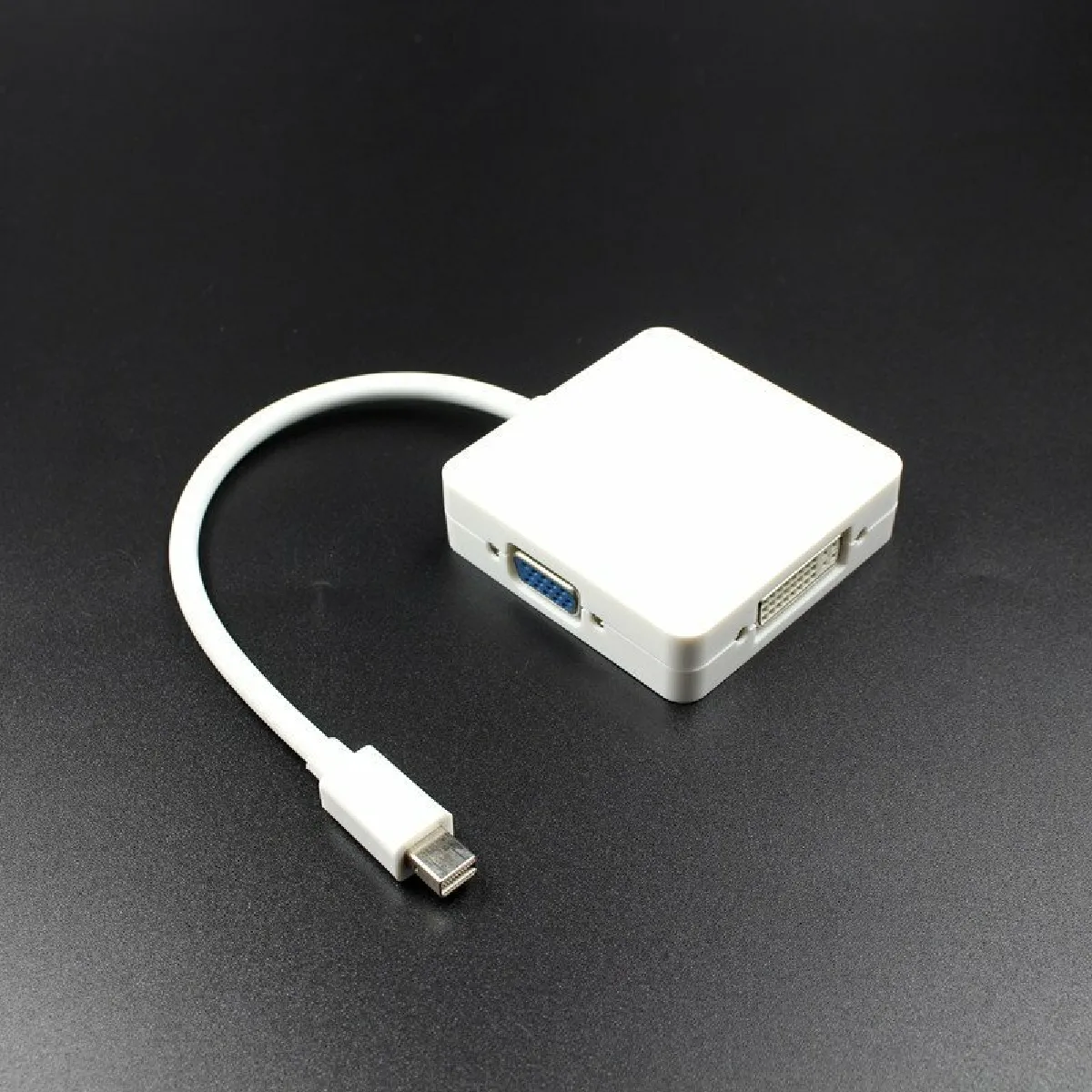 Câble Adaptateur Mini Display Port 3 En 1 Dp Thunderbolt Vers Dvi Vga Hdmi Blanc