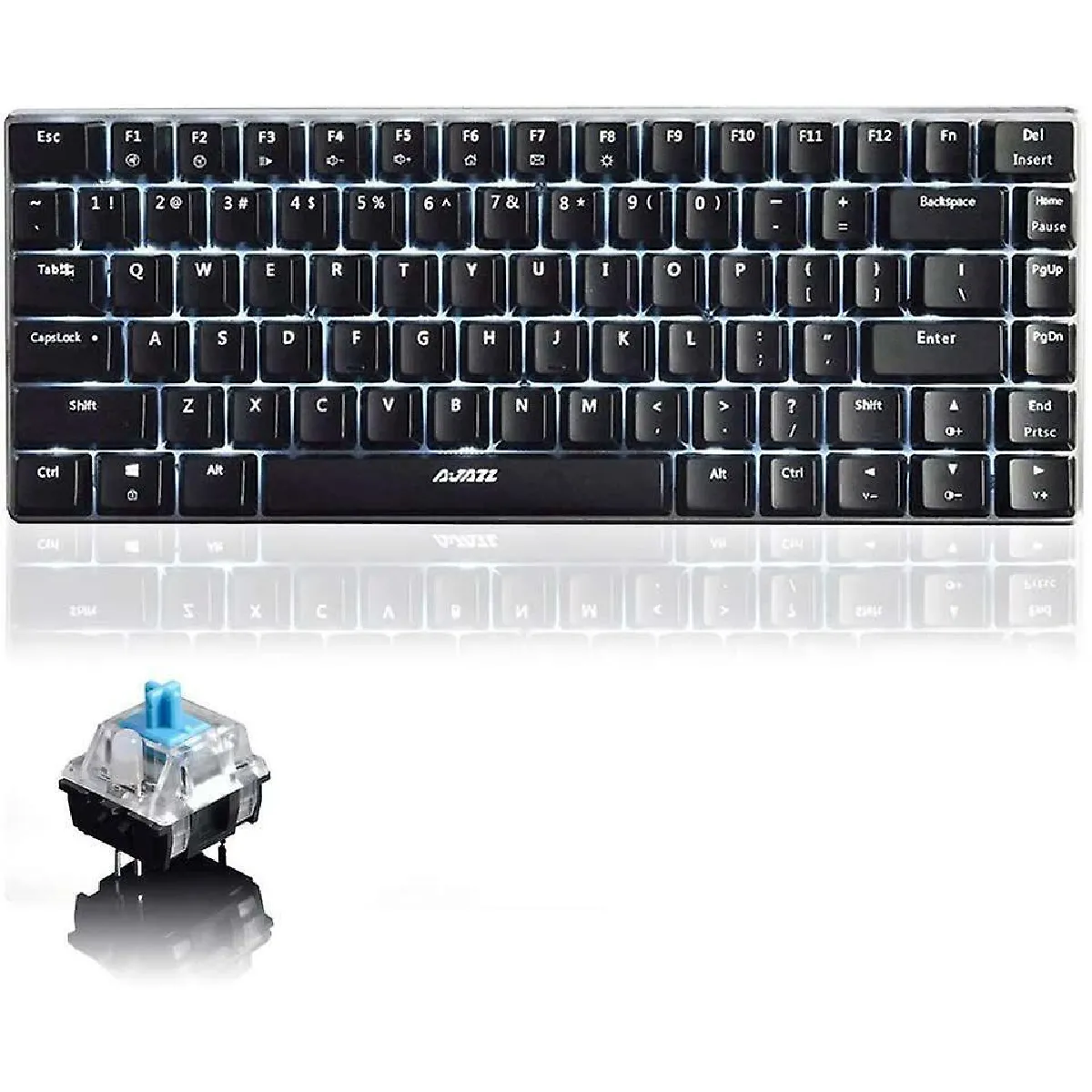 Clavier mécanique AK33 - Rétroéclairé - Clavier USB Filaire - Commutateurs Bleus - pour Bureau, dactylographie et Jeux (Interrupteur Bleu)(Noir)