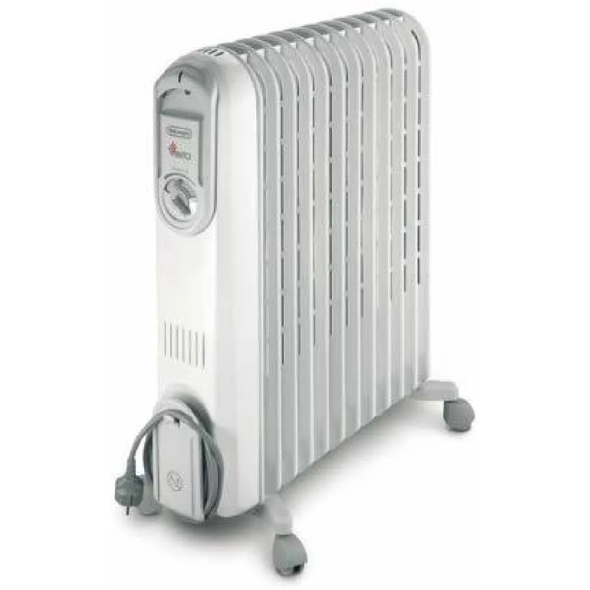 radiateur à bain d'huile mobile avec 3 niveaux puissance 900W 1600W 2500W gris très clair