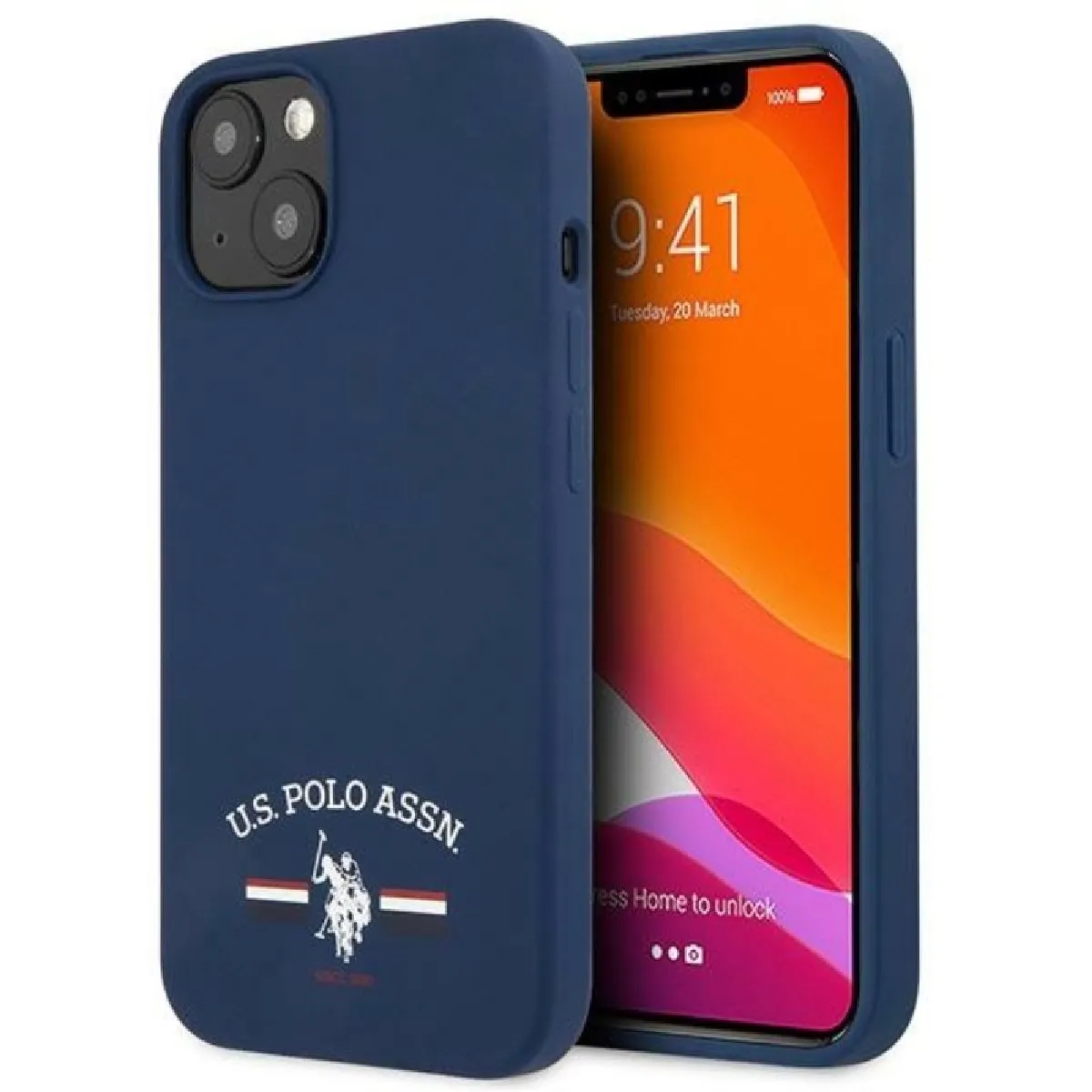 US Polo Assn Silicone Logo - Coque pour iPhone 13 (Bleu marine)