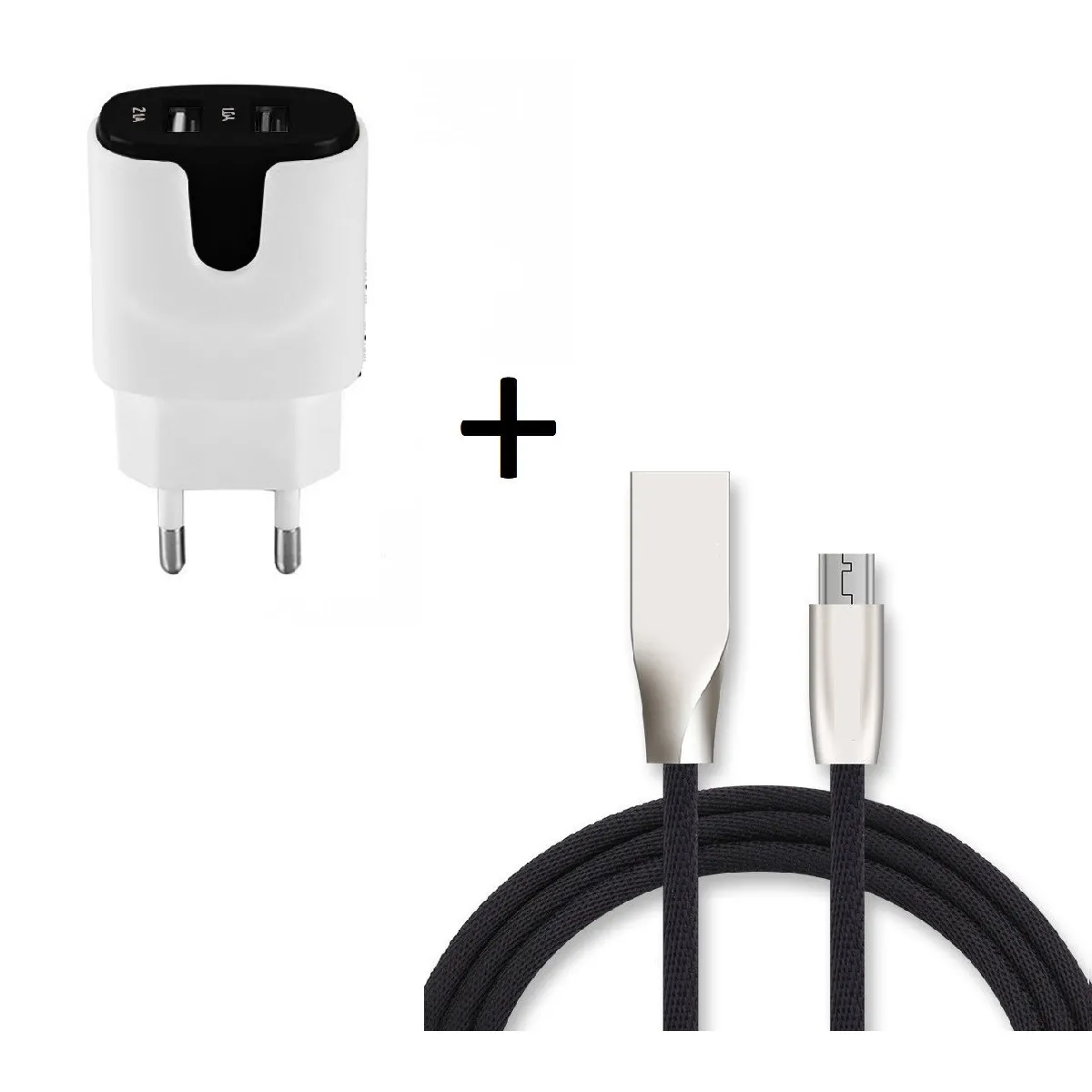 Pack Chargeur Micro-USB pour AMAZON Fire HD 8 (Cable Fast Charge + Double Prise Secteur Couleur USB) Android