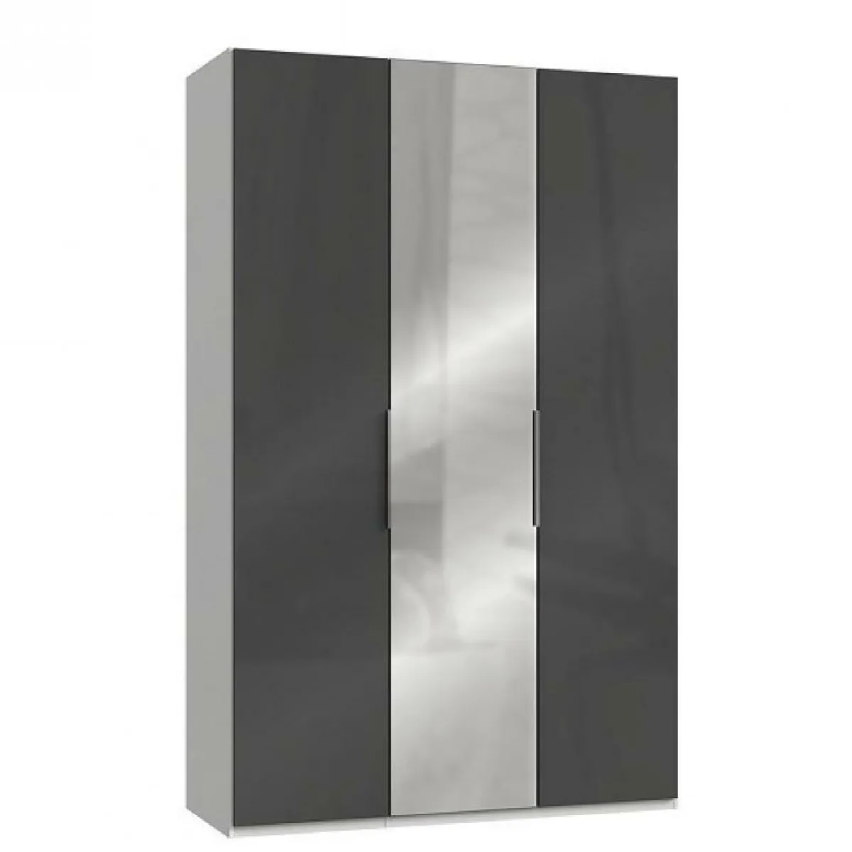 Armoire penderie LISEA 2 portes verre anthracite 1 porte miroir 150 x 236 cm HT