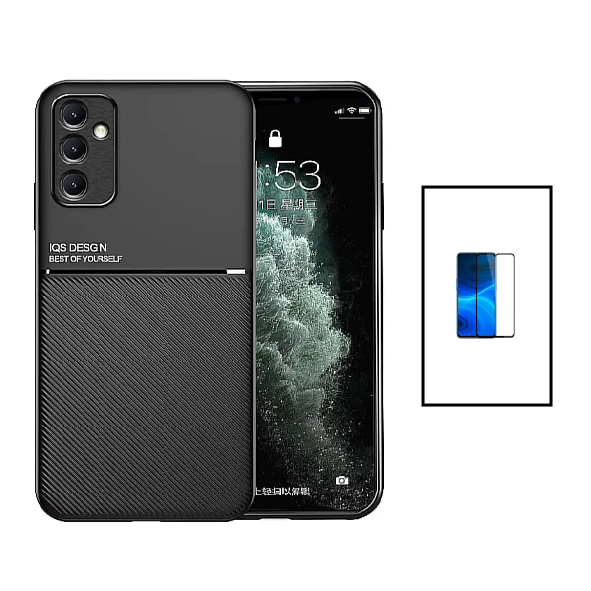 Kit Coque Magnetic Lux + 5D Full Cover pour Samsung Galaxy A14 - Noir