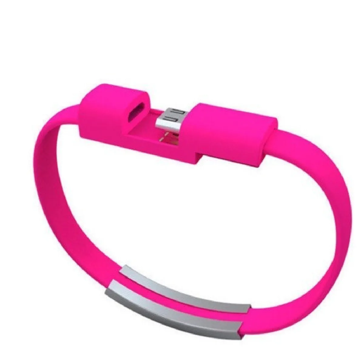 Cable Bracelet Lightning pour IPHONE Xr Chrome Chargeur APPLE USB 25cm Connecteur (ROSE BONBON)