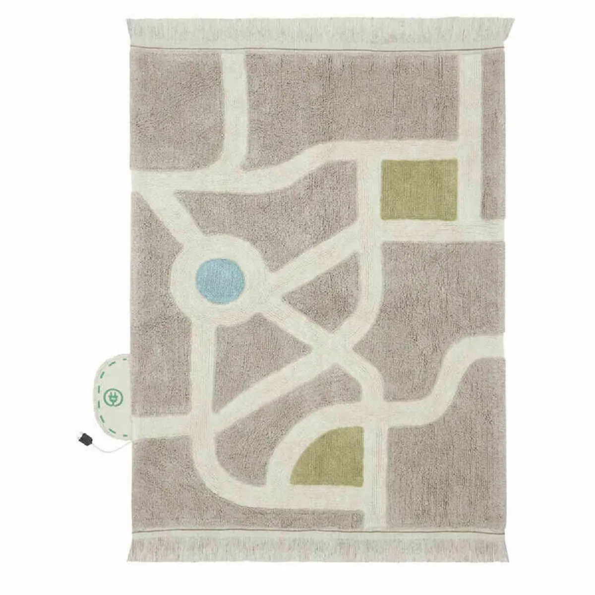 Tapis de jeu enfant lavable en coton - circuit voiture - 120 x 170 cm