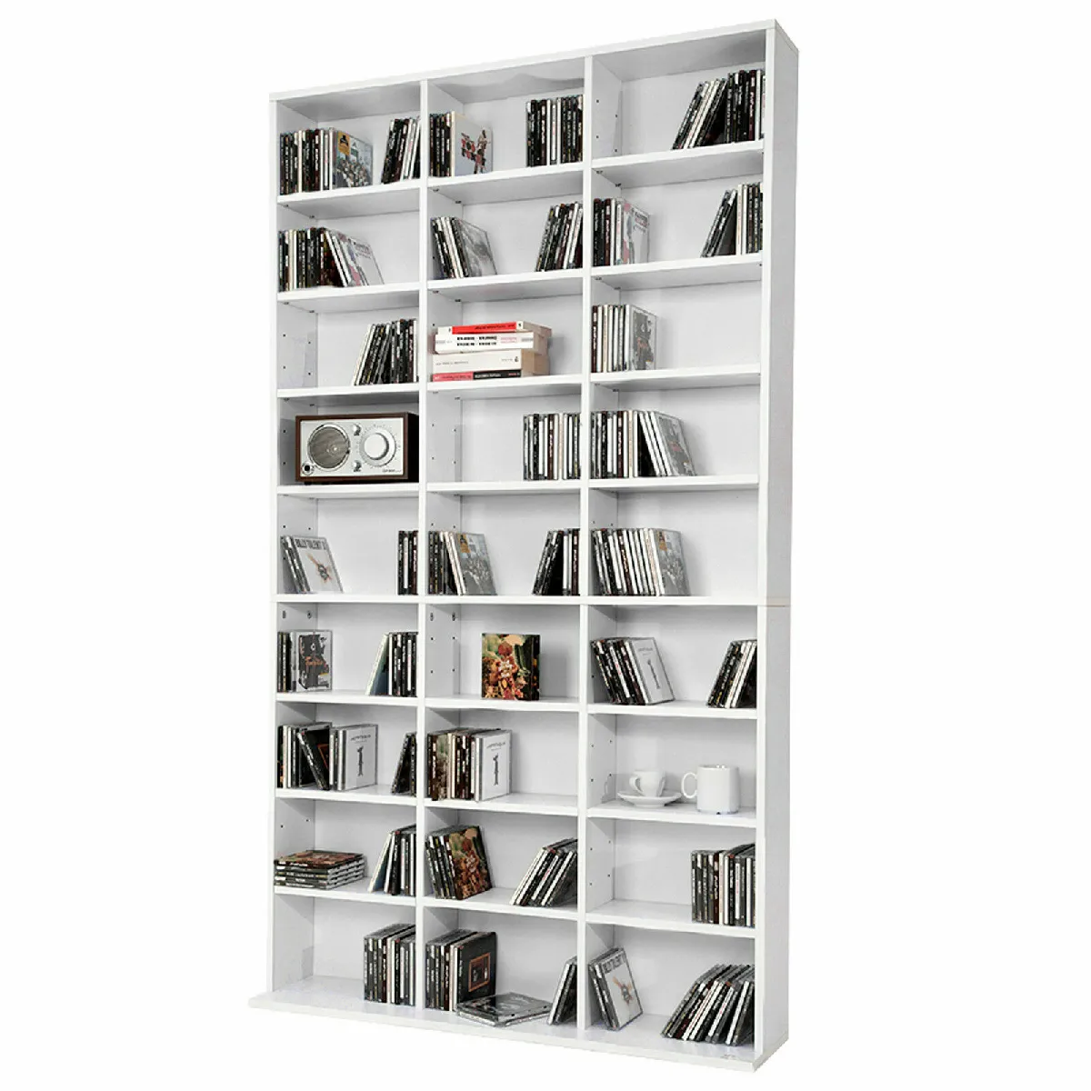 Etagère Bibliothèque Range Cd Blanc 102 X 178 X 16 Cm (lxhxp)