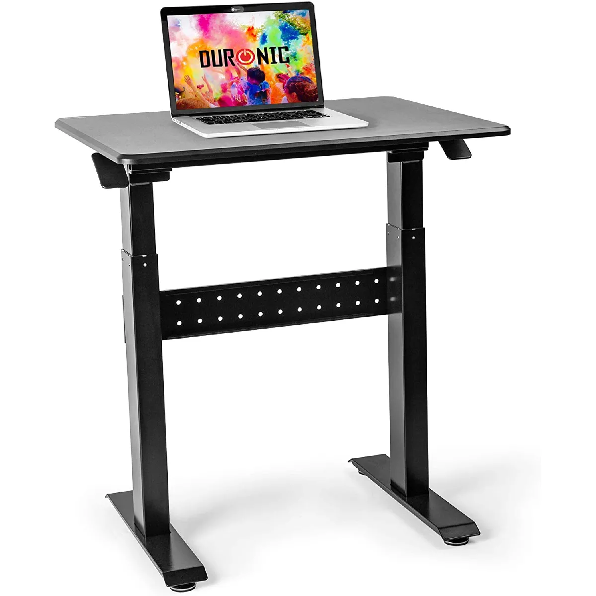 TM04F Table de Travail Assis-Debout - Support Ergonomique - Noir - Grande Surface 71 x 56 cm - Hauteur Ajustable 66 – 106 cm - 10 kg