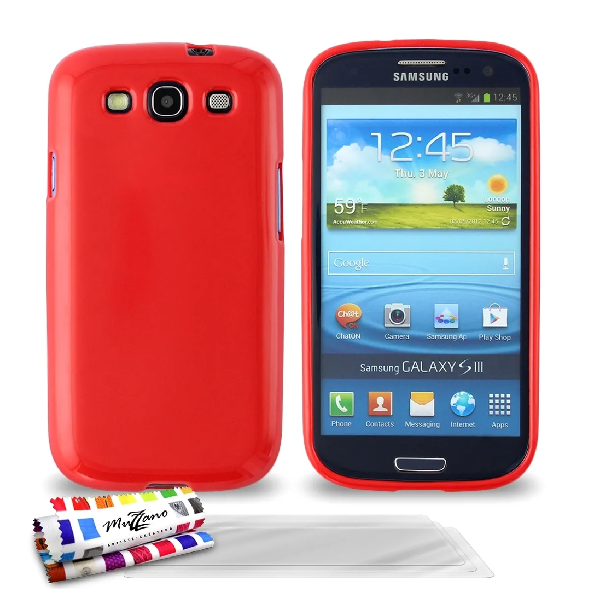 Coque + 3 Films SAMSUNG GALAXY S3 / I9300 ""Glossy"" Rouge